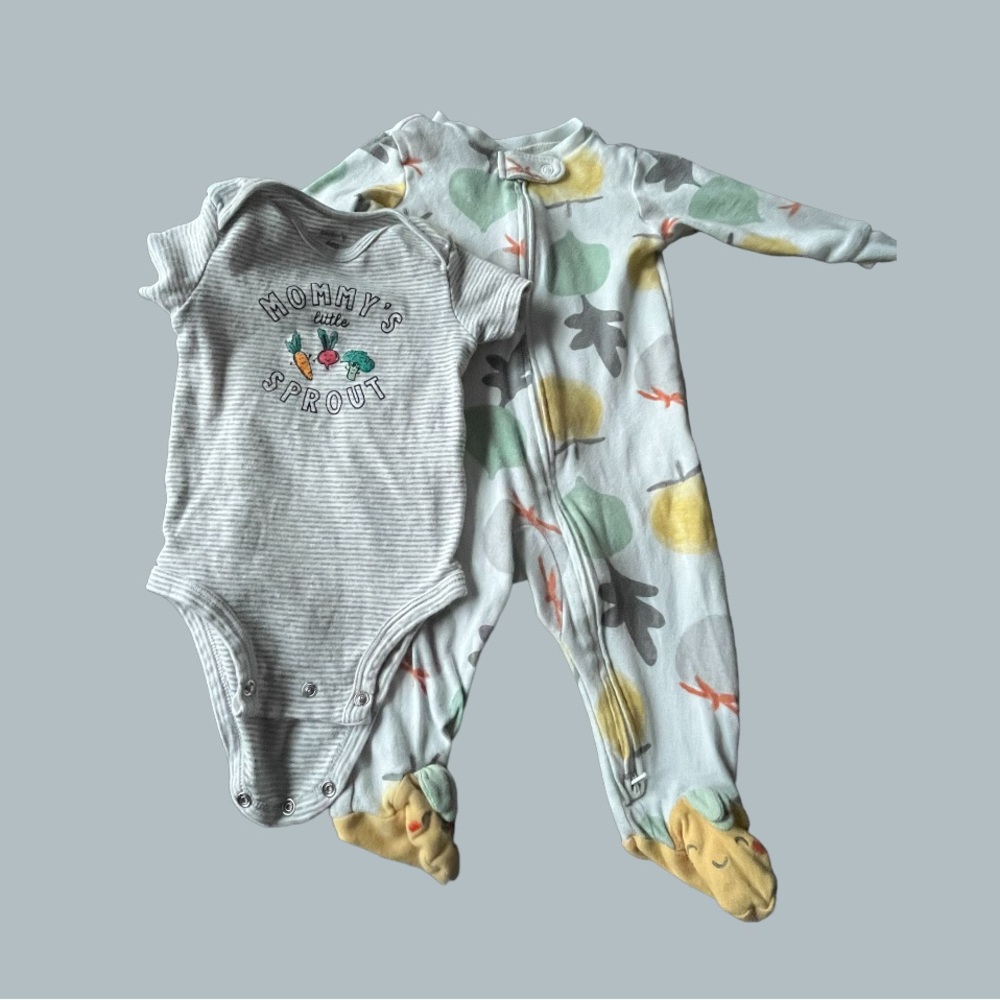 EUC Vegetable-themed Baby clothes (2 items) - 6M